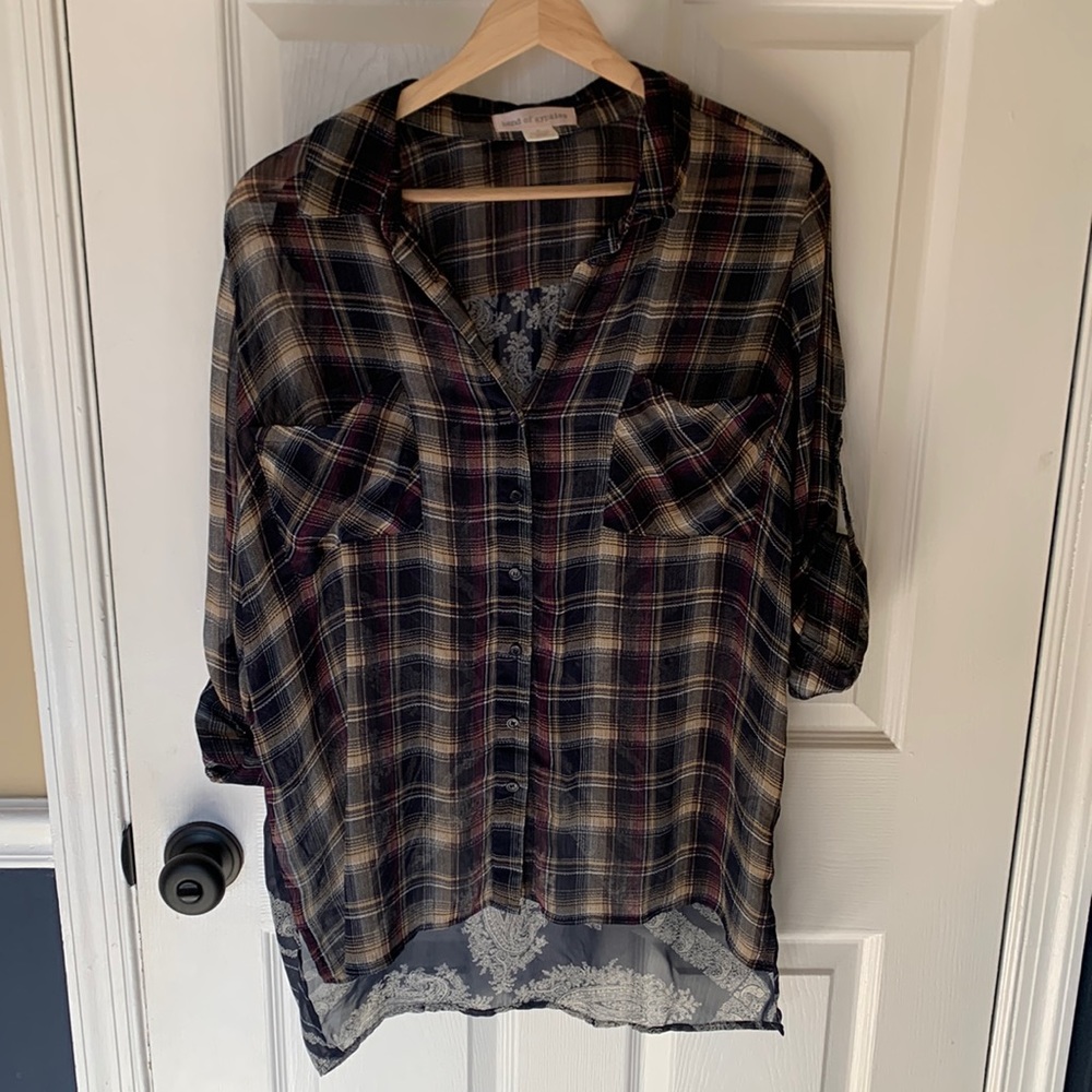 Band of gypsies plaid and paisley button down shirt